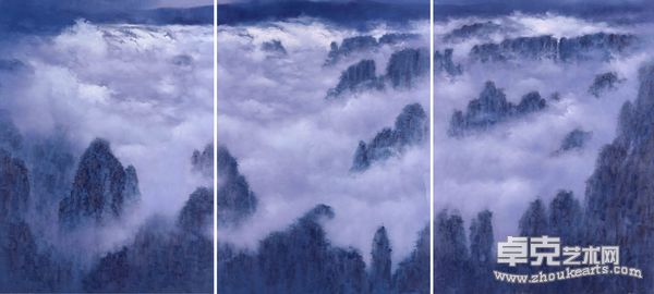 李伟广 坐看云起时 布面油画 450×600CM×3 2010年1