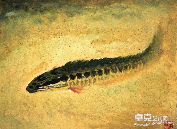 余本Yu Ben 生鱼 Fish 纸上油画 oil on paper  28×36cm