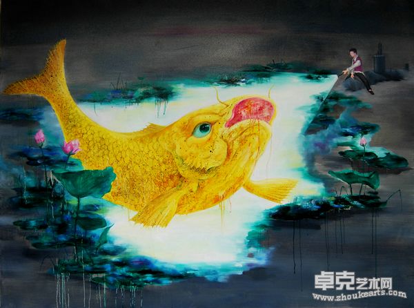 潘龙作品名称：《流灯浮影》作品种类：布面油画  作品规格：200X150CM   创作时间：2010.6    创作地点：北京上苑艺术馆