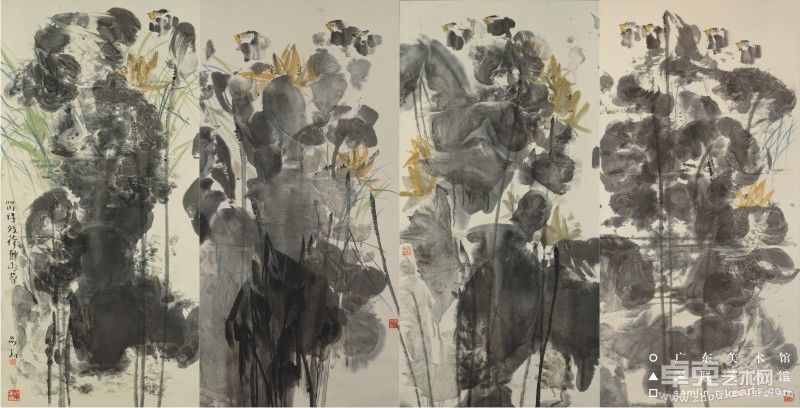 8留得残荷听雨声  陈谦 138.5 x 68 cm x 4