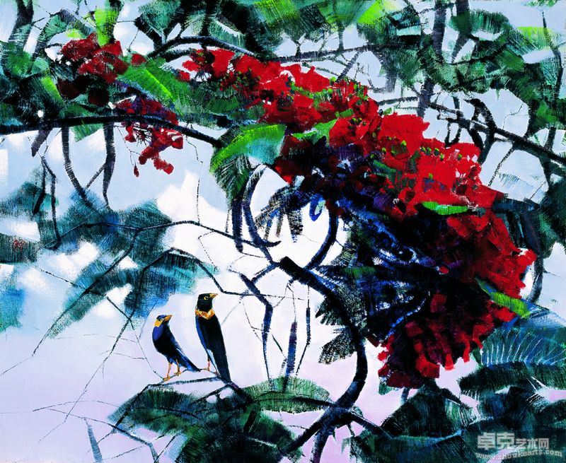 王昌楷 凤求凰 A Date with the Flame Blossom 90x110cm 2006年