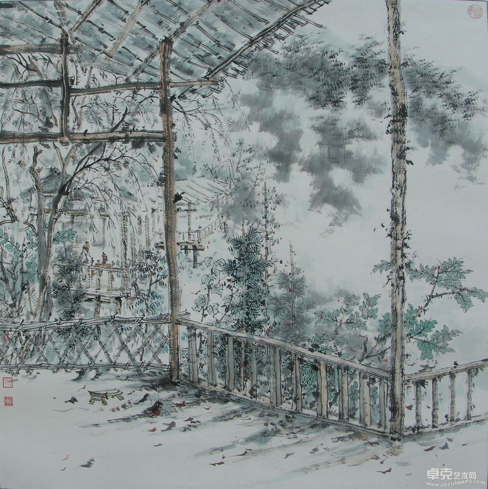 晓雾作茶68×68cm