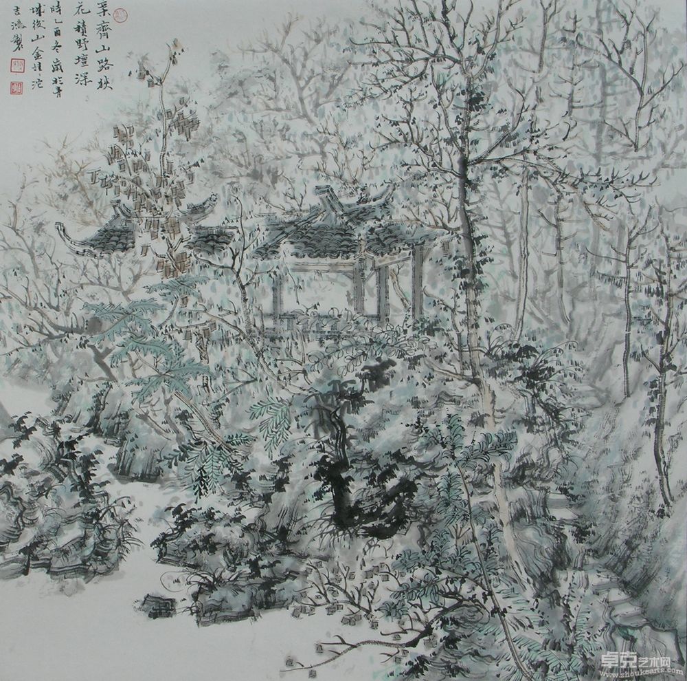 叶齐山路狭68×68cm