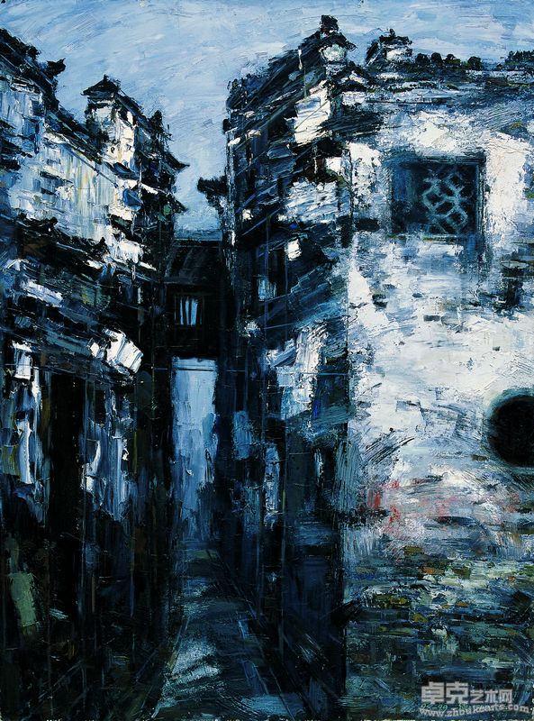 金一德《民居》130cm×97cm1999