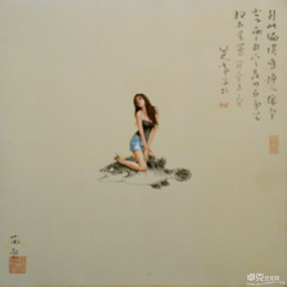 《美人·鱼儿》布面油彩 106×106cm 2009年