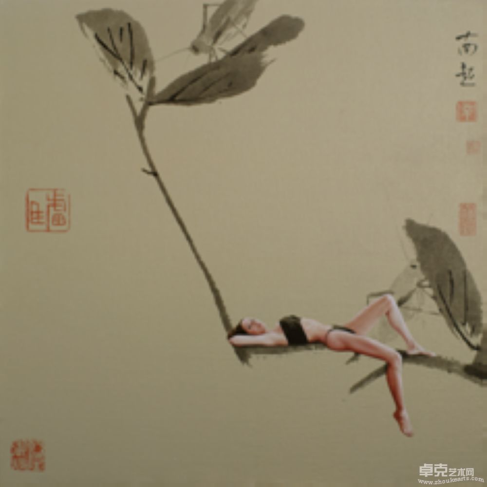 《上树-柒》布面油彩 106×106cm 2010年