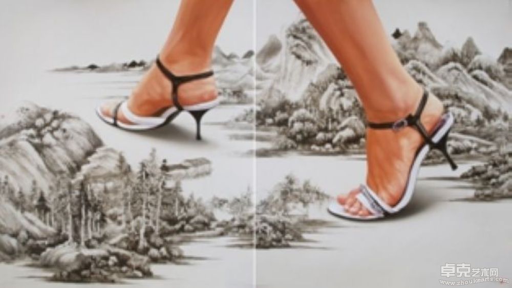 《游山玩水-妹妹向前进》布面油彩 2007.223x394cm