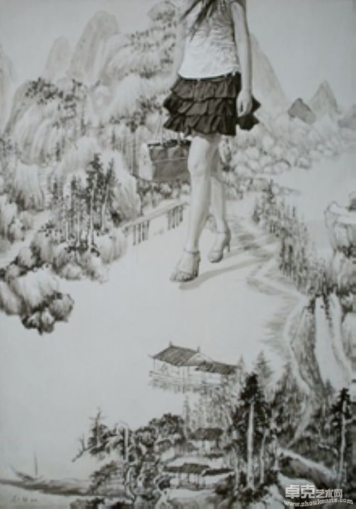 《游山玩水图捌拾》布面油彩 2008.151x106cm