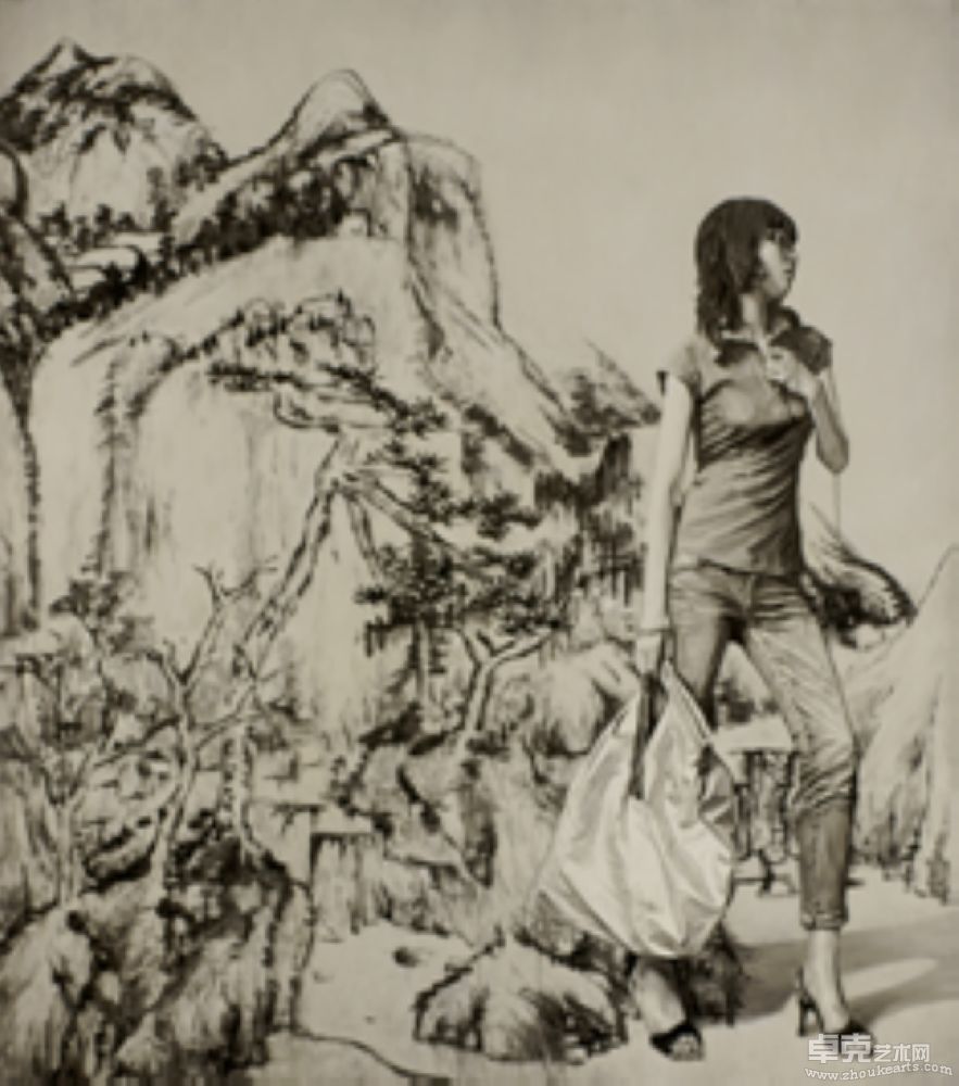 《游山玩水图捌拾壹》布面油彩 2008.232x205cm