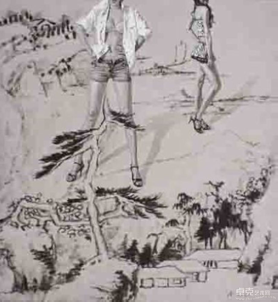 《游山玩水图玖拾》布面油彩 2009