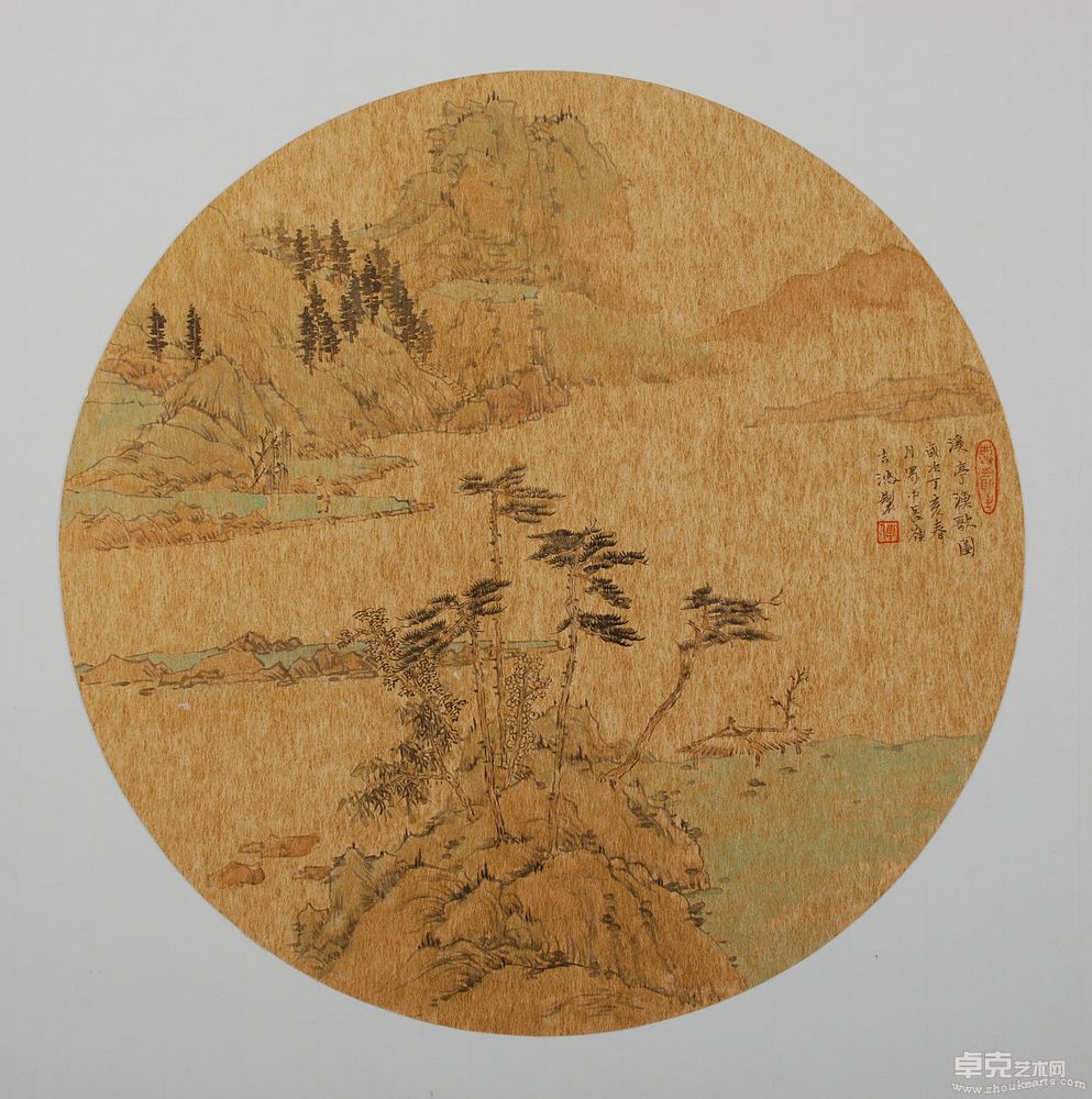 溪亭渔歌图34×36cm