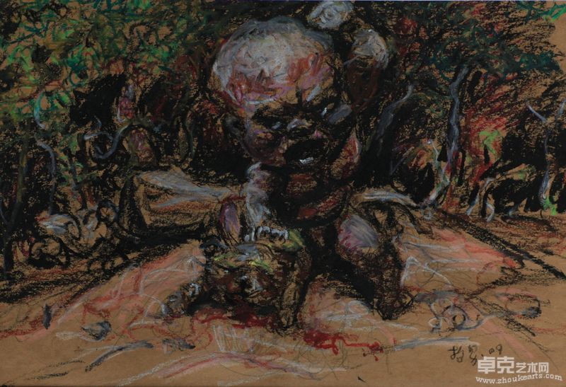 《武松打虎》39X27CM纸上素面