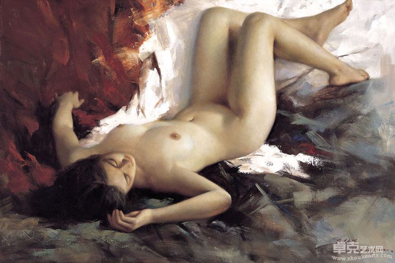 仰卧的女人体female figure lying on her back 区础坚   布面油画   80x120cm   2006