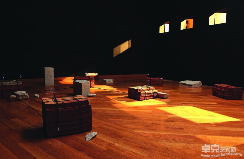 6.The Presentation, 950x68x1100cm, Stone clay, Optical fiber, Stone, 2010
