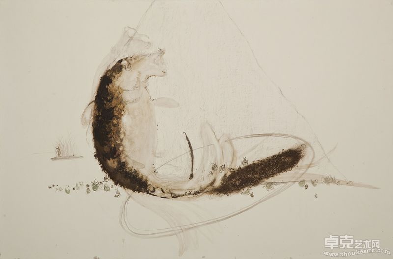 《执拗-枯水》 布面综合材料  150X100  2010年   作者  吕岩