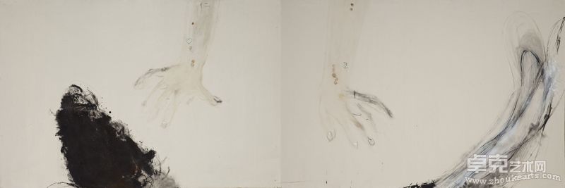 《执拗—摸》 布面综合材料  300X100  2010年   作者  吕岩