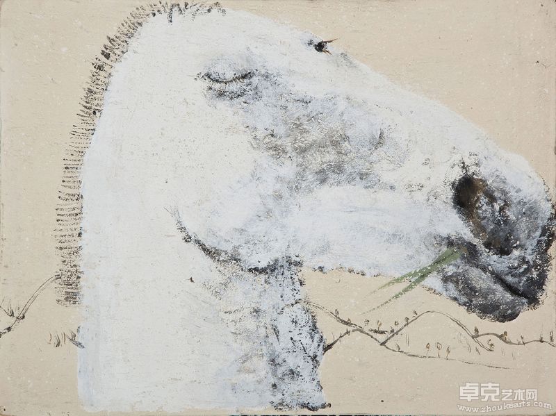 《执拗-肖像》 木板综合材料  50X40 2010年   作者  吕岩