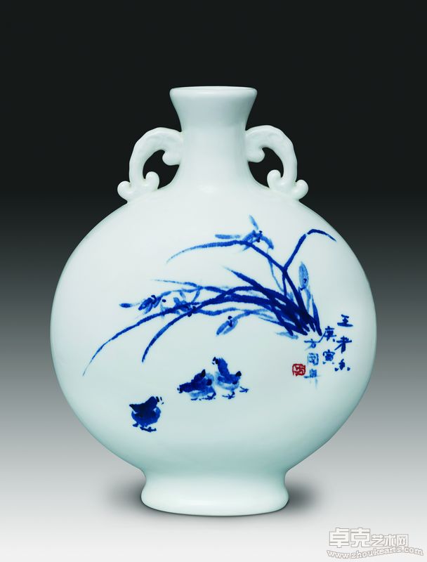 瓷画-150件青花宝月瓶A