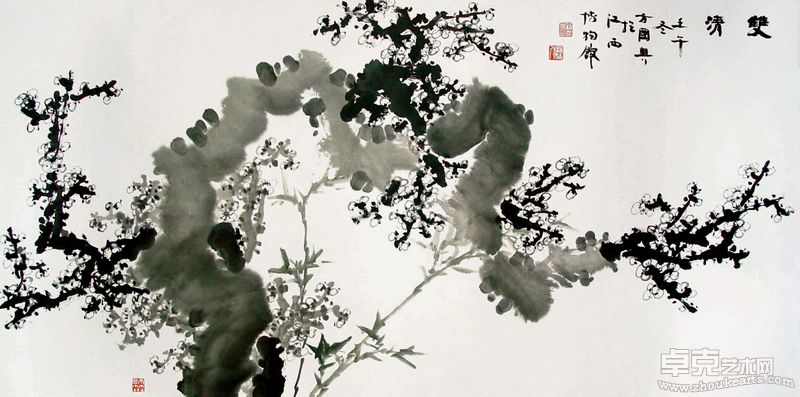 国画－双清136x68cm
