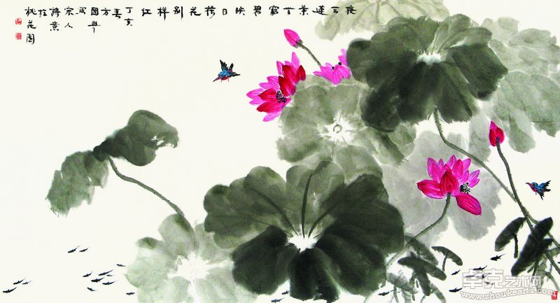 国画-映日荷花别样红180X100CM
