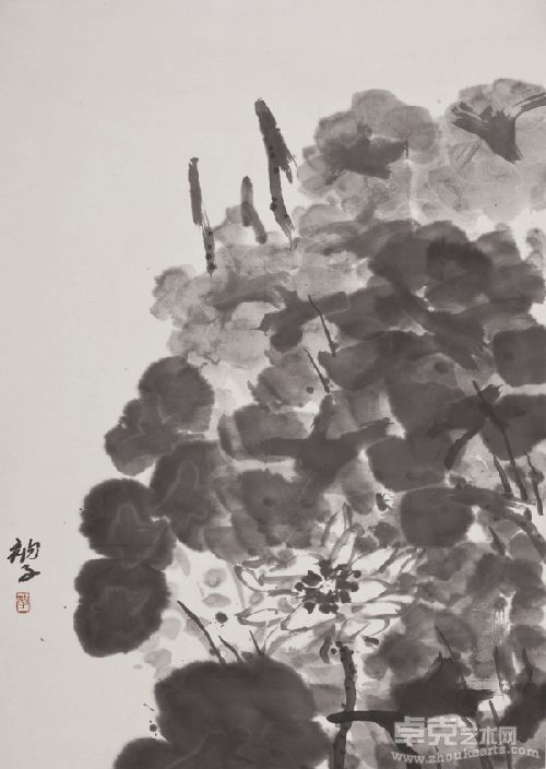 白荷 纸本水墨 68×99cm