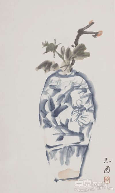 插花  纸本水墨 34×68c