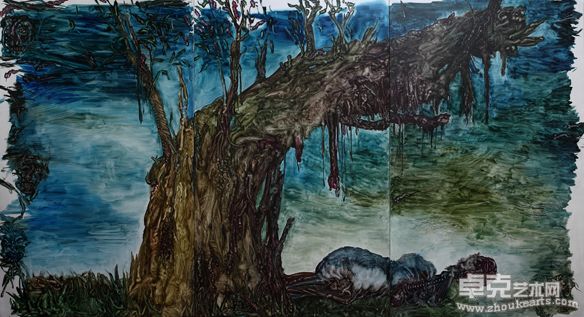 Banyan 榕树  250X465CM,布面丙烯油画 2010