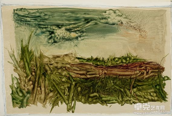Worms草虫2010  No.7 75.5X106.5cm 纸本综合材料 2010