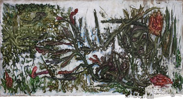 Worms草虫2010  No.21 79X143cm 纸本综合材料 2010