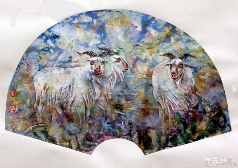 彩云 66x47 岩彩画 2003