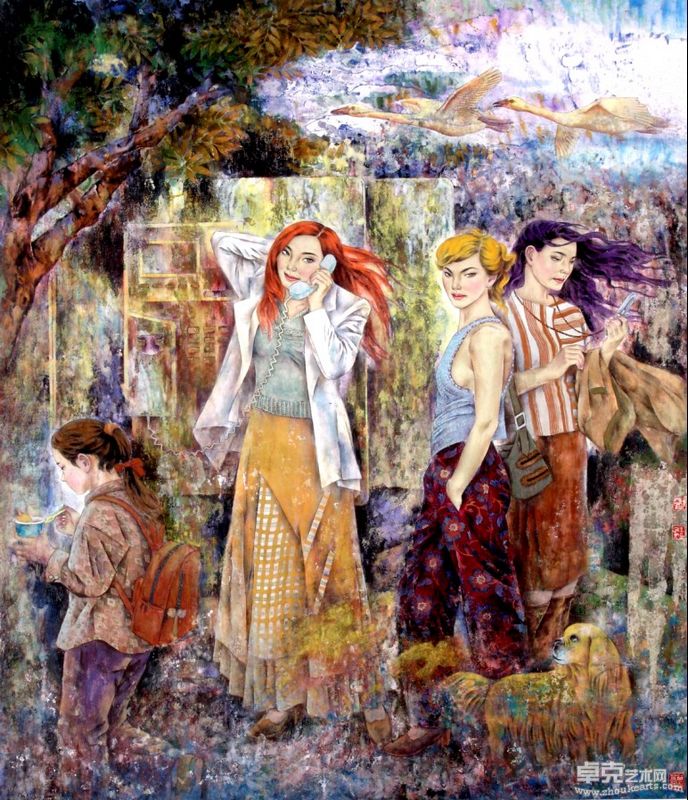 都市变奏曲 138 x158 岩彩画 2004