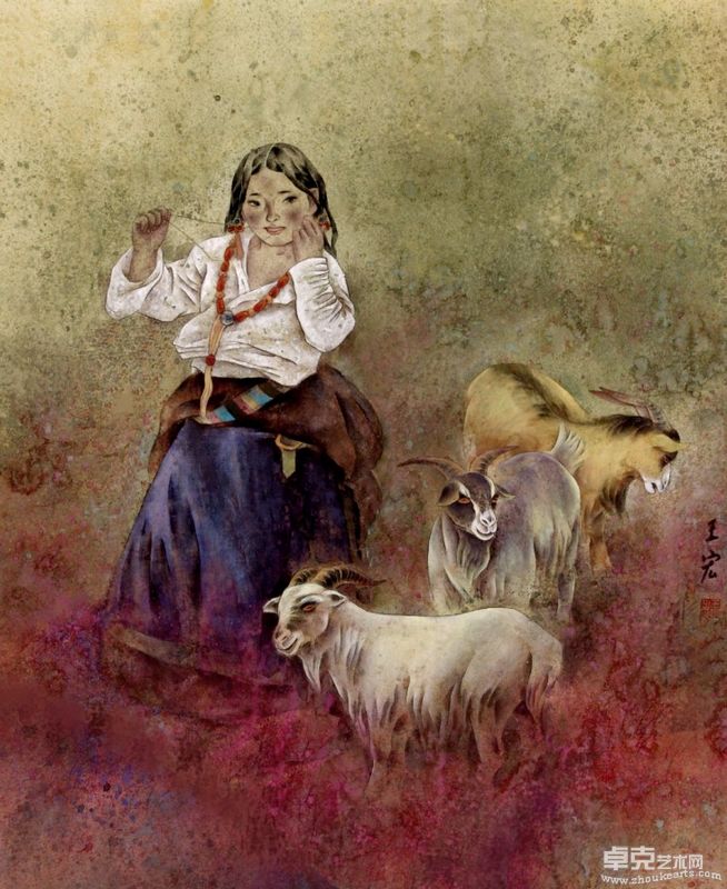 卓玛 2004 岩彩画 89x78cm