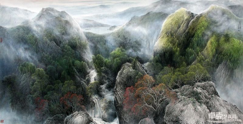 冯一鸣 清风林木静 123x246cm