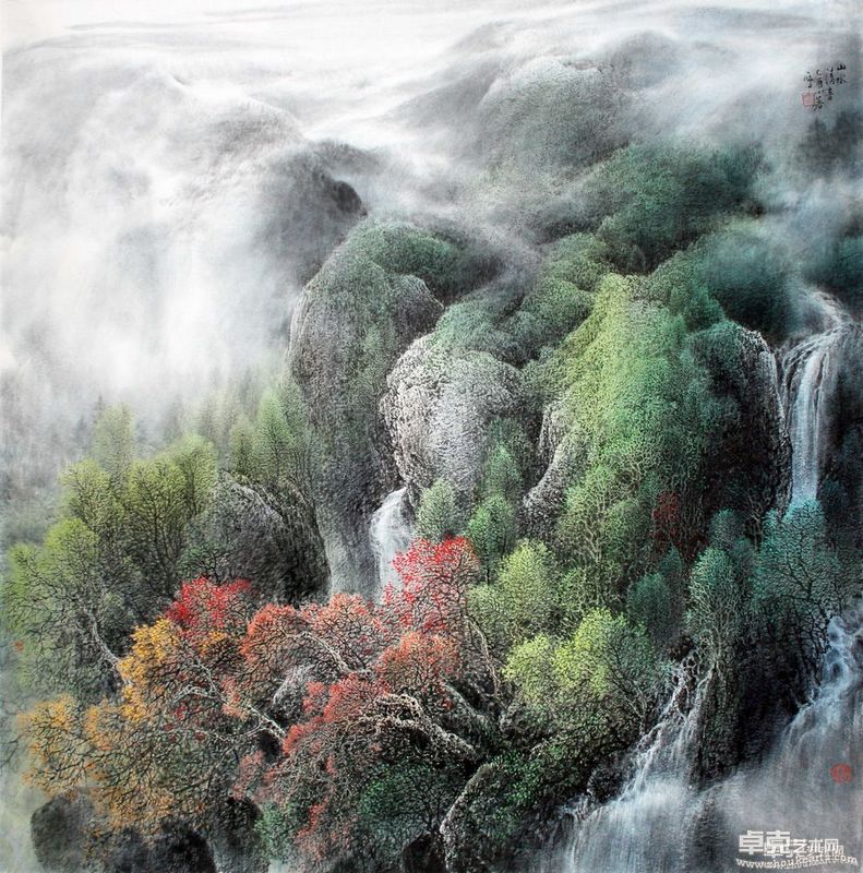 冯一鸣 山水清音 68x68cm