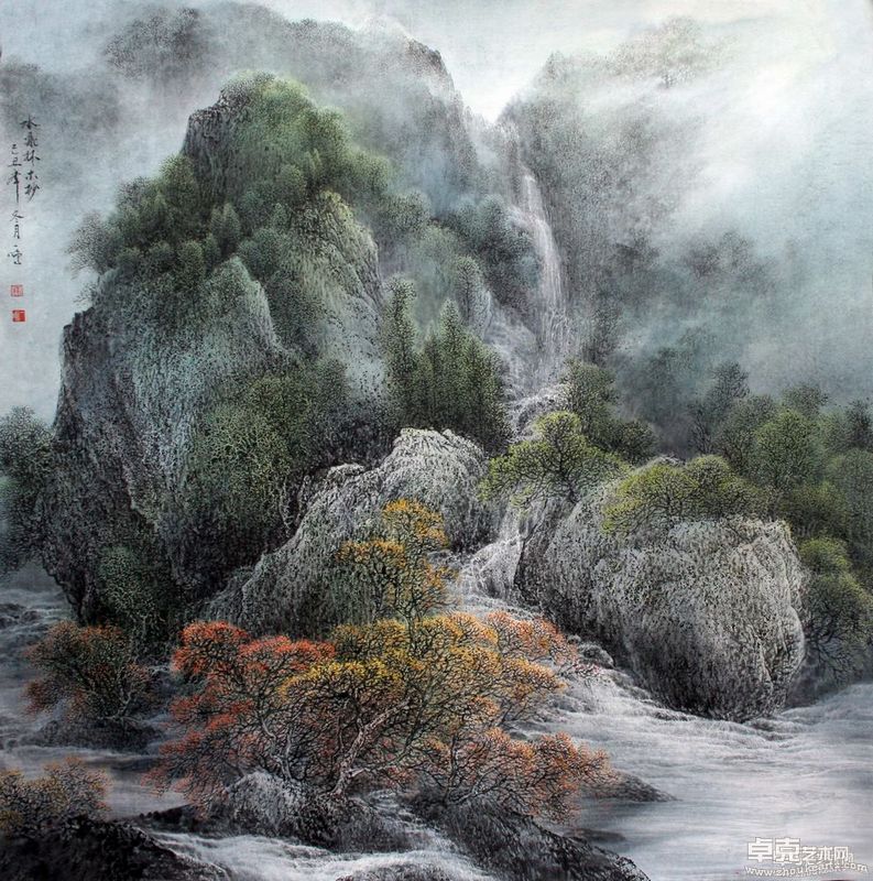 冯一鸣 水飞林木妙 68x68cm