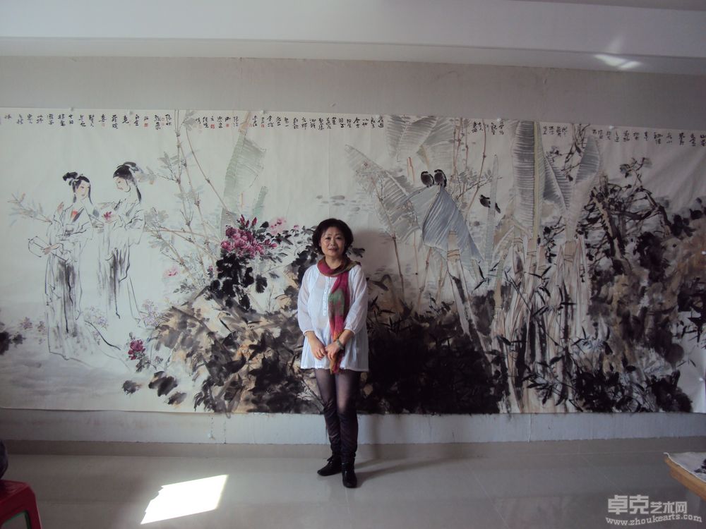 李江在汕头合作大画《山花春世界》