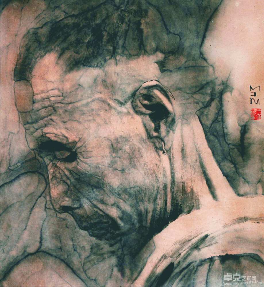 彝人肖像系列之一  60cmx60cm  水墨