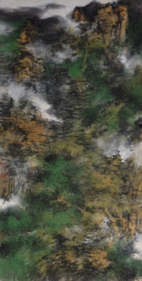 翠影壅树烟136cmx68cm
