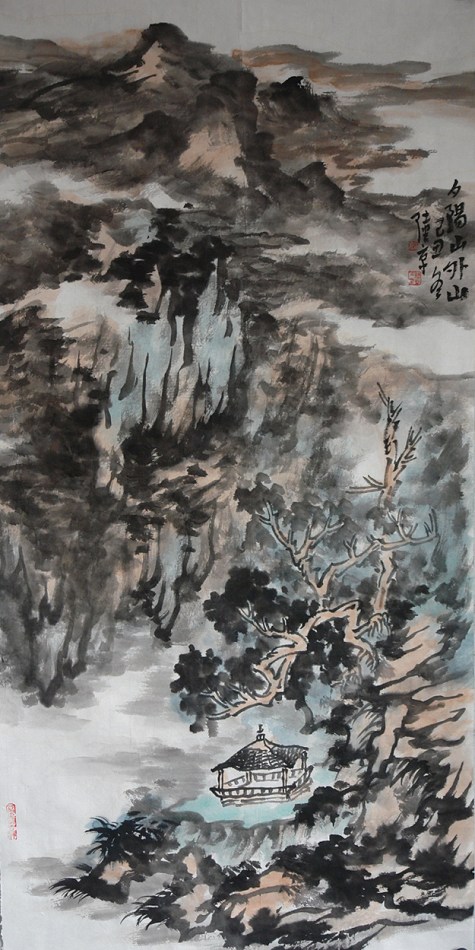 夕阳山外山50cmx100cm