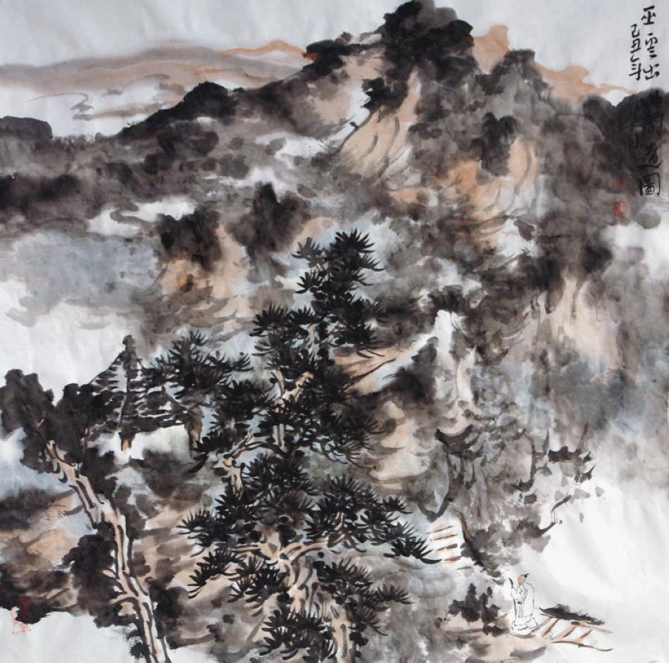 巫山出岫图68cmx68cm