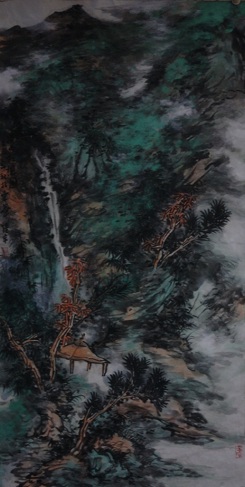 溪山红叶图68cmx134cm