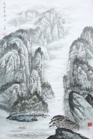 高峡春游图68cm x 120cm