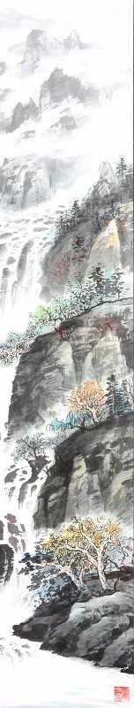 云山飞瀑68cm x 136cm