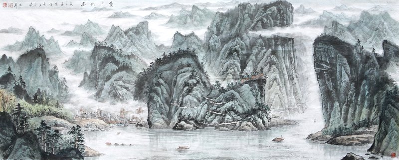 夔门雄姿260cm x 98cm