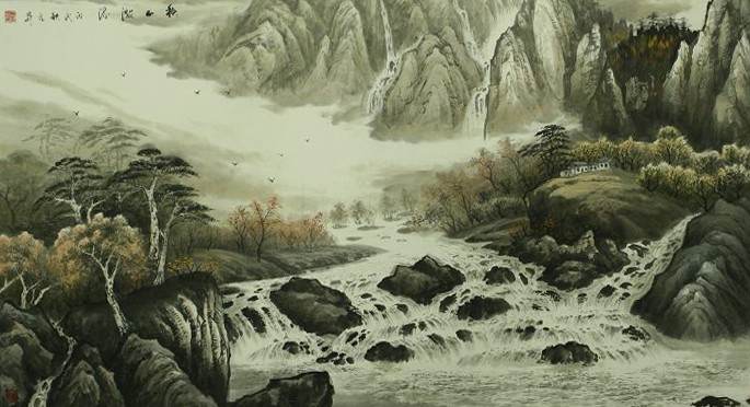秋山激流196cm x 98cm