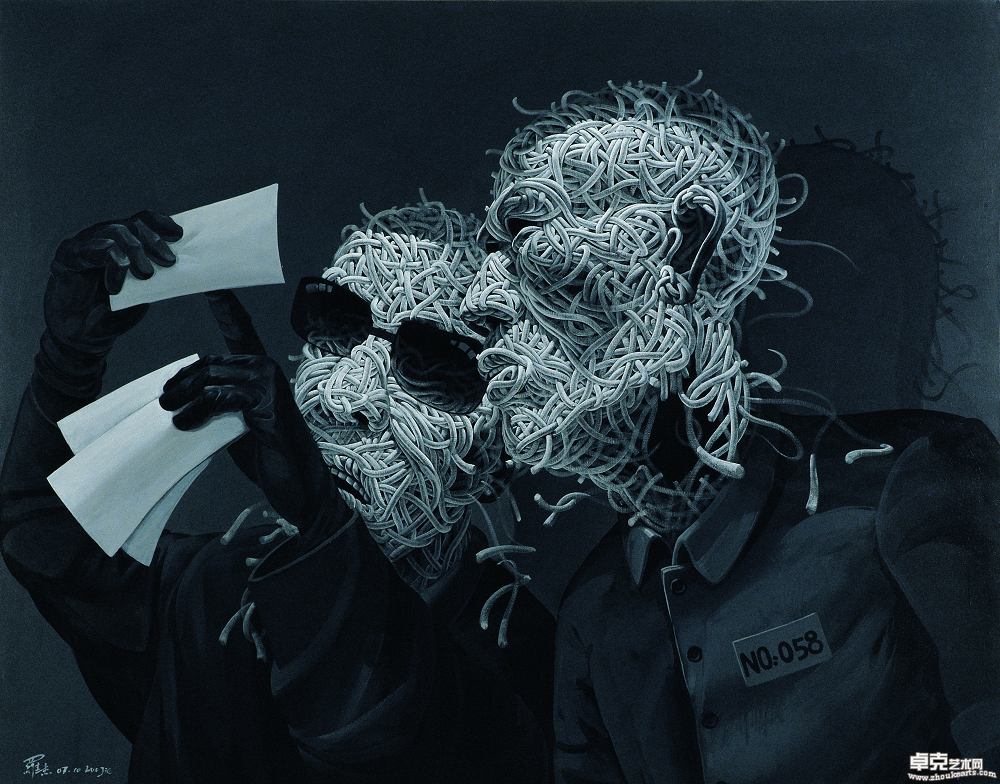 囚-两个官员 Acrylic on canvas165×210cm