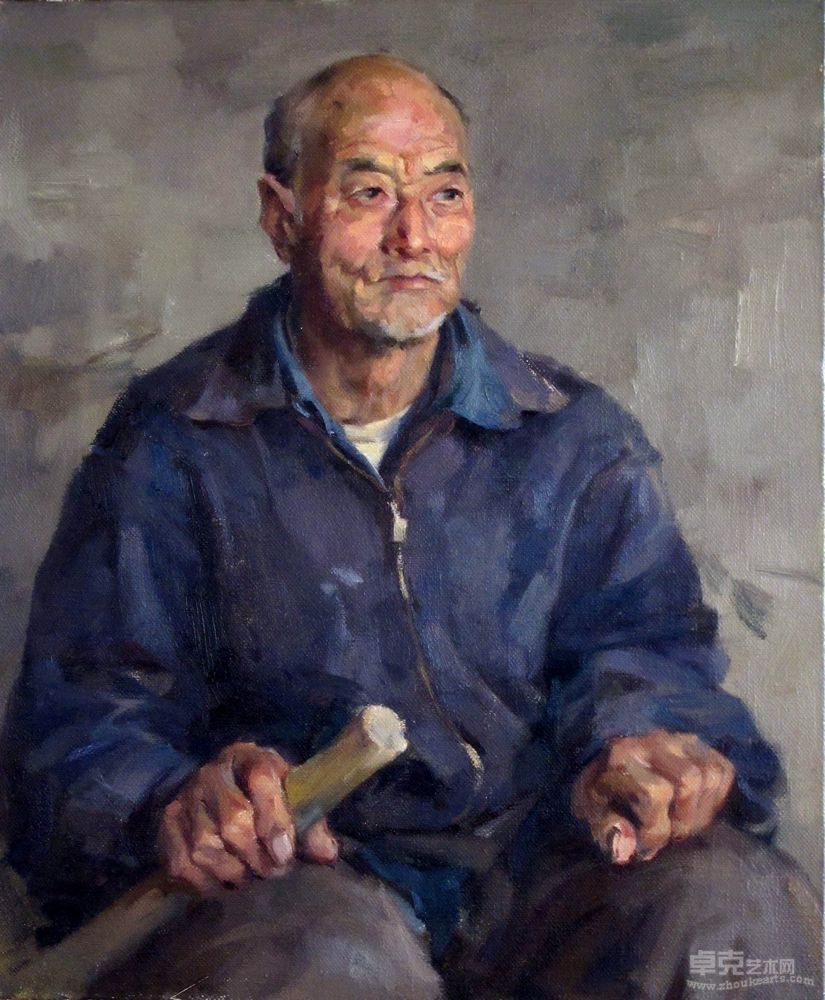 拿锄头的老汉50cm x 60cm