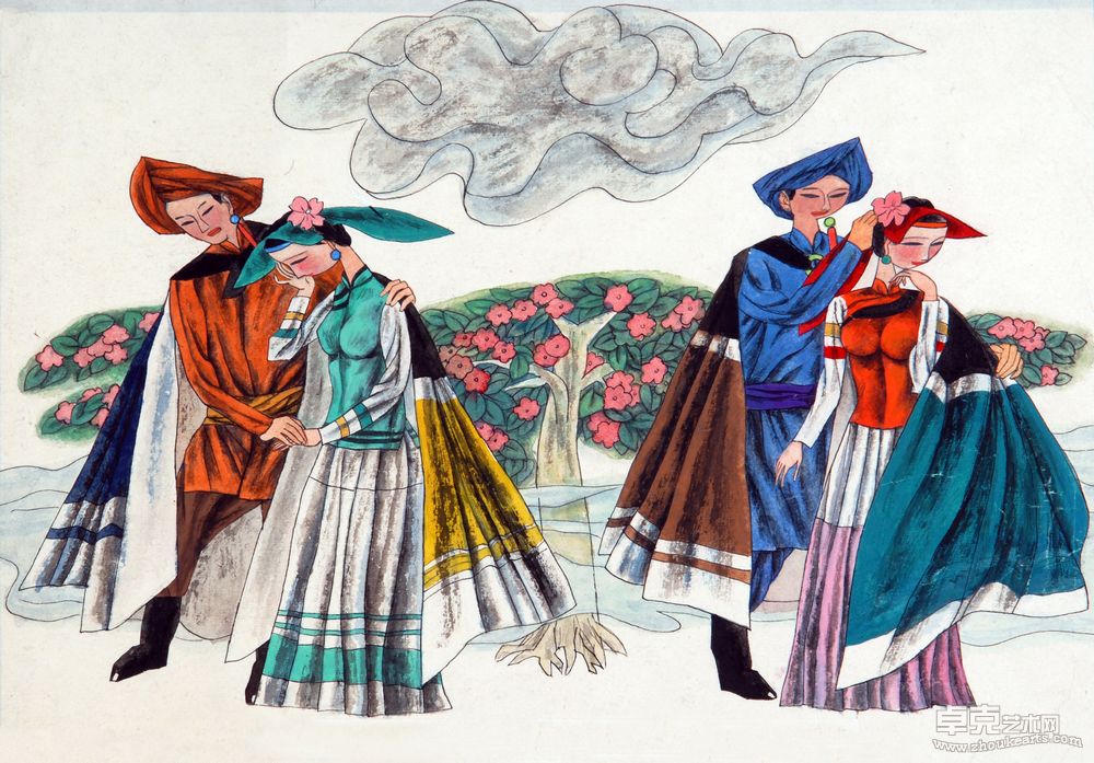 国画仕女系列--插花节1
