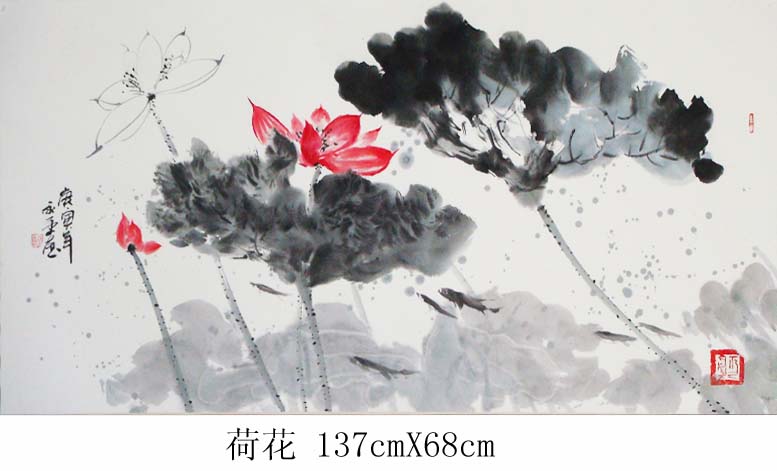 荷花137cmX68cm