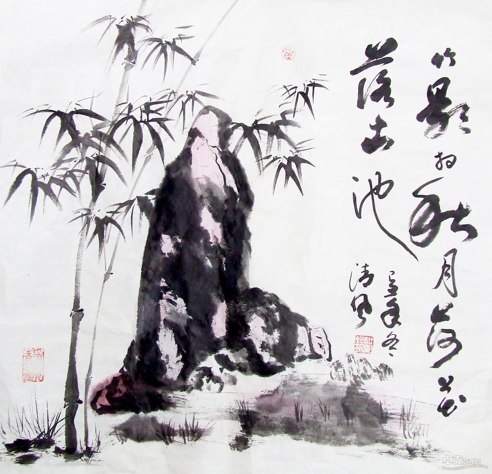 竹石图69x70cm